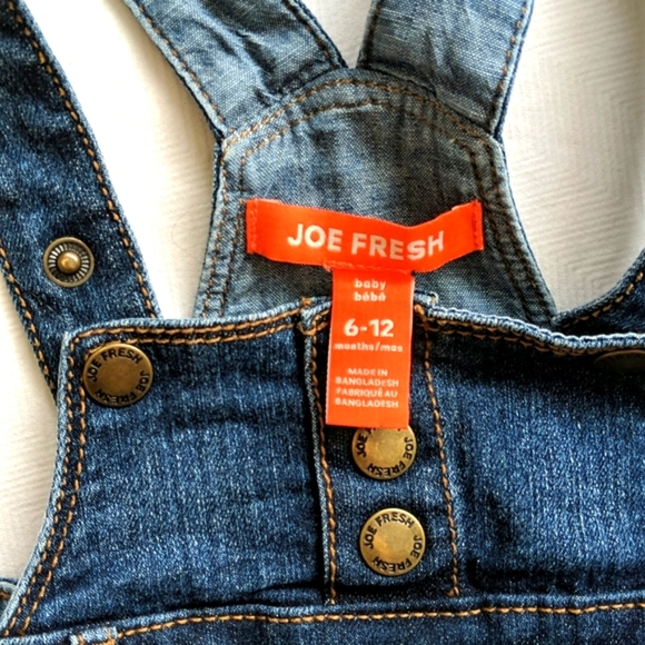 joe fresh dark wash denim jumper pinafore dress 6-12 months baby girl - Picture 3 of 5